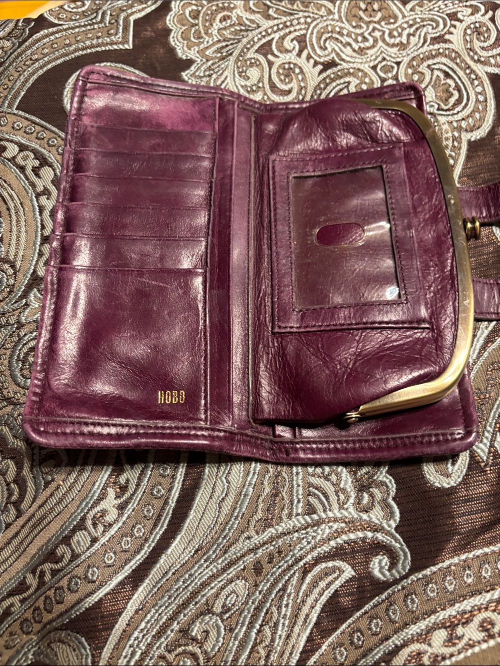 HOBO Plum Leather Wallet with Snap Closure - Picture 4 of 4